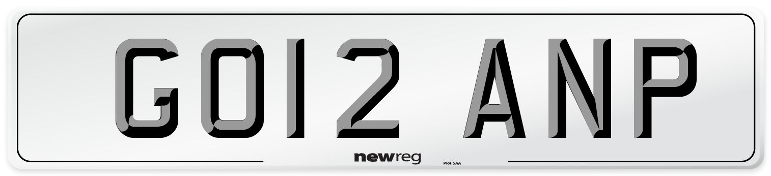 GO12 ANP Number Plate from New Reg